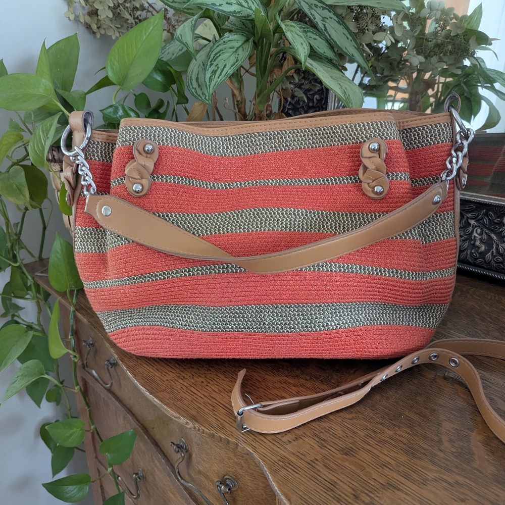 Magid Black Large Straw Shoulder Bag Eith Matching Belt Excellent Condition